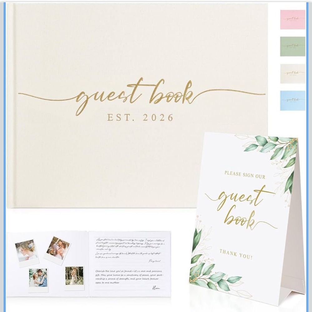 Elegant Guest Book with Greenery Design